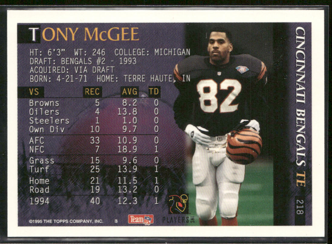 Tony McGee 1995 Bowman #218 Cincinnati Bengals