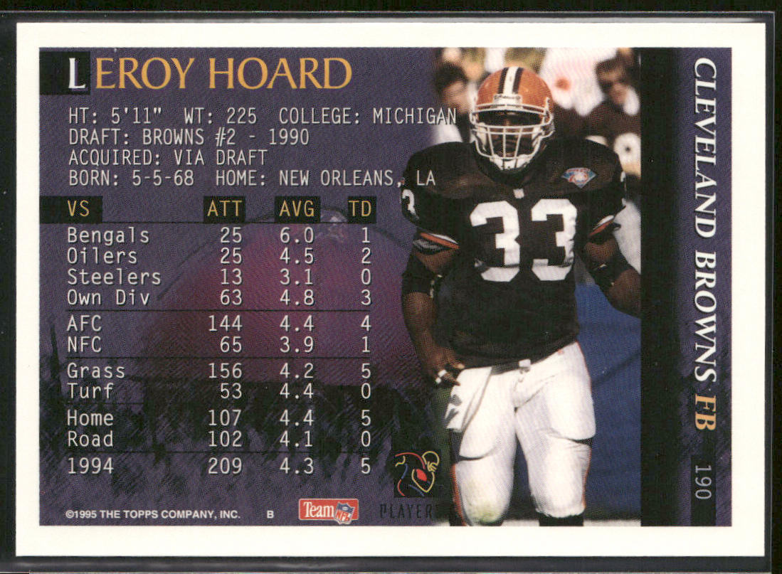 Leroy Hoard 1995 Bowman #190 Cleveland Browns