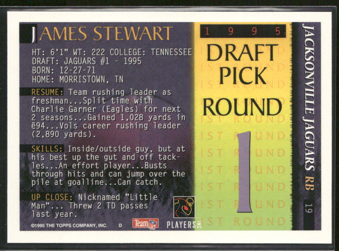 James Stewart 1995 Bowman #19 RC Jacksonville Jaguars