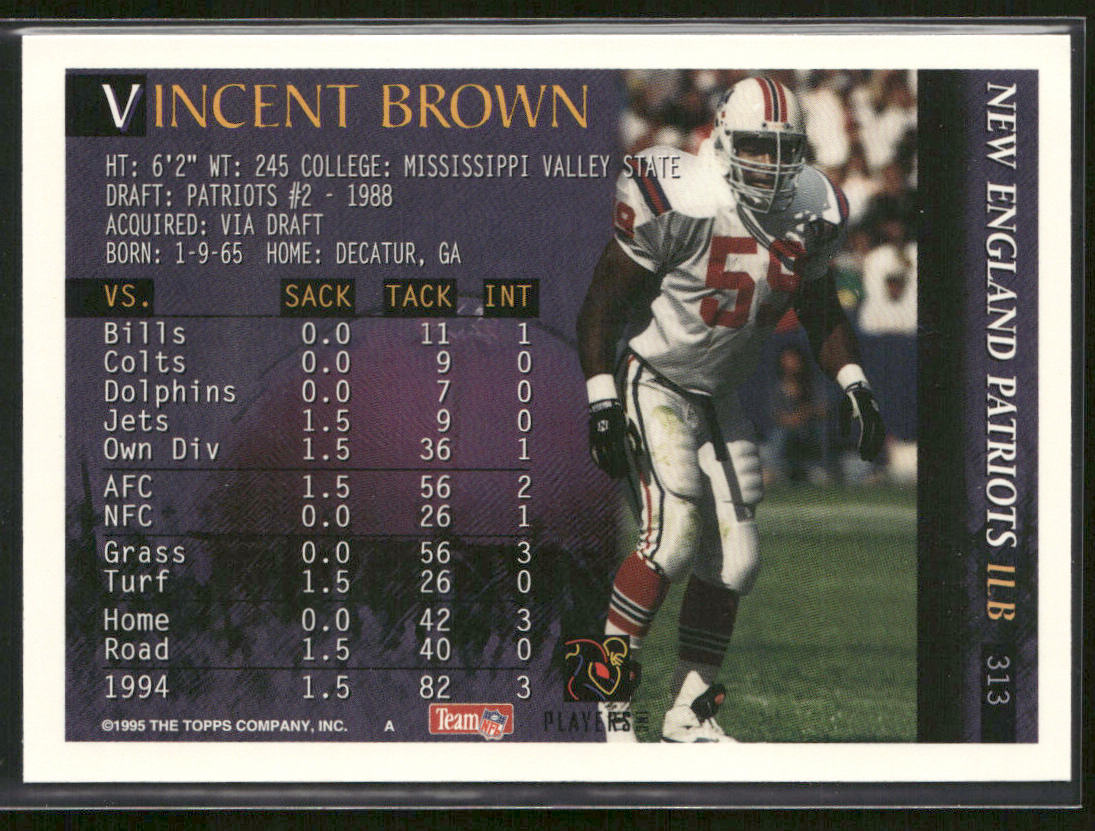 Vincent Brown 1995 Bowman #313 New England Patriots