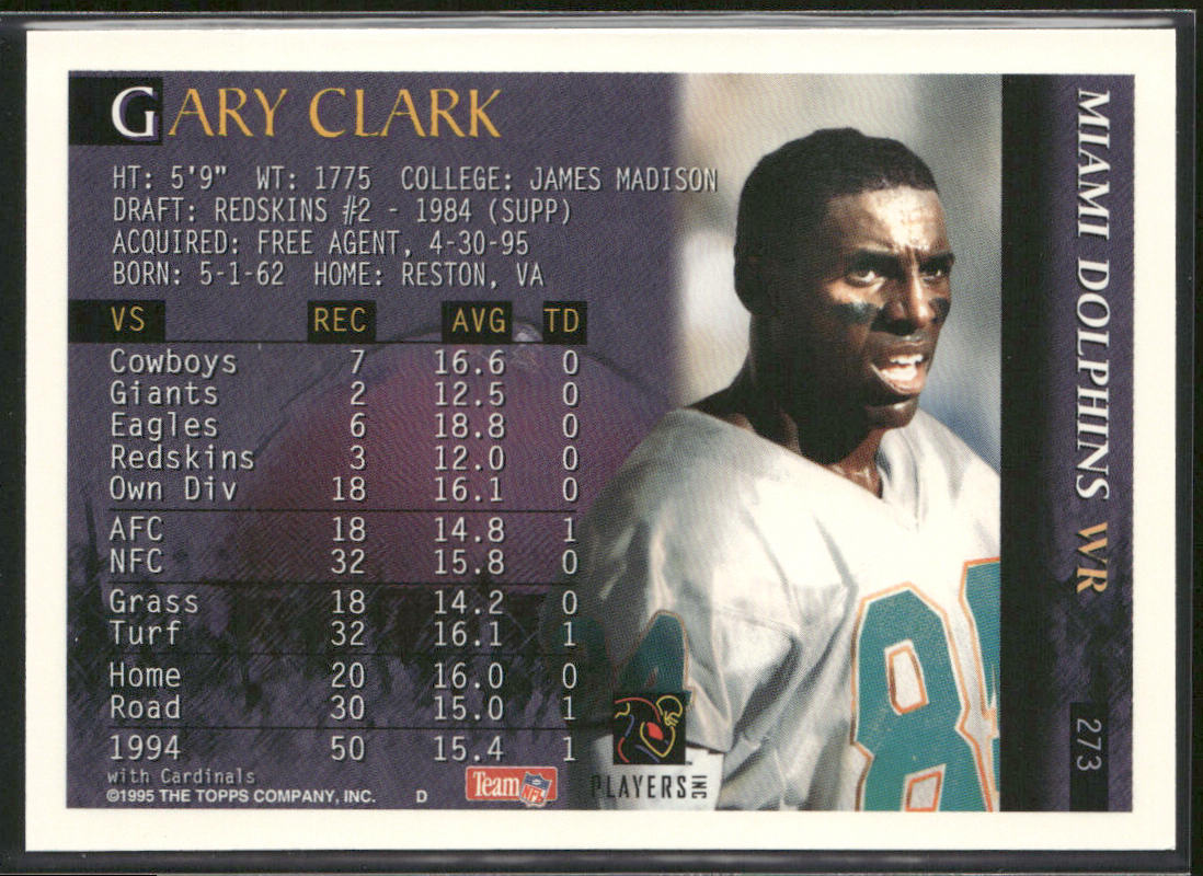 Gary Clark 1995 Bowman #273 Miami Dolphins