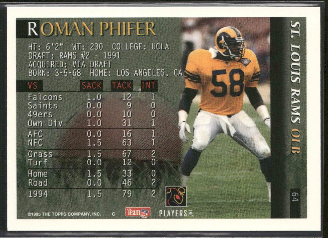 Roman Phifer 1995 Bowman #64 St. Louis Rams