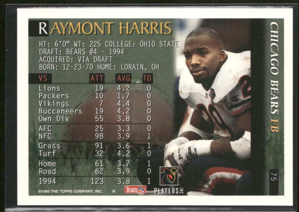 Raymont Harris 1995 Bowman #75 Chicago Bears