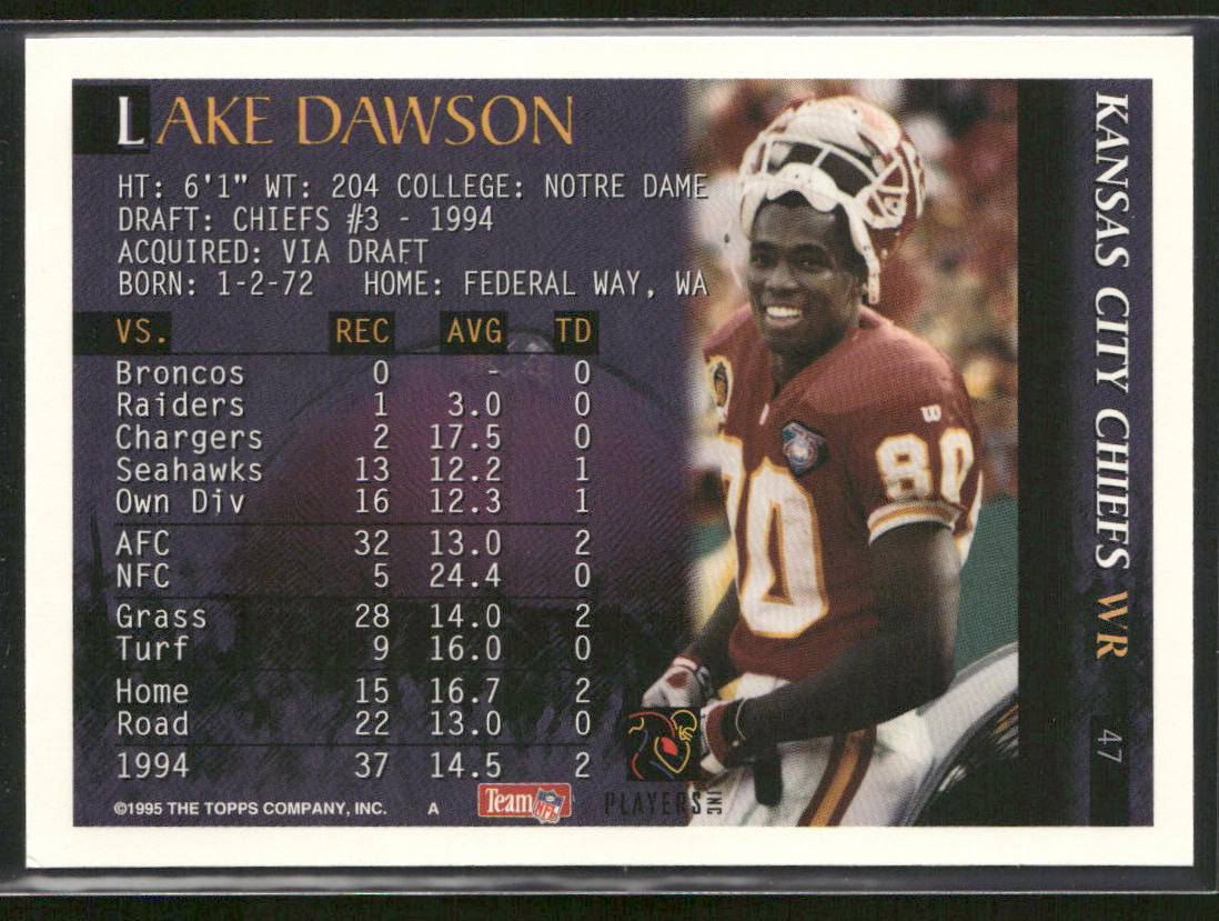 Lake Dawson 1995 Bowman #47 Kansas City Chiefs