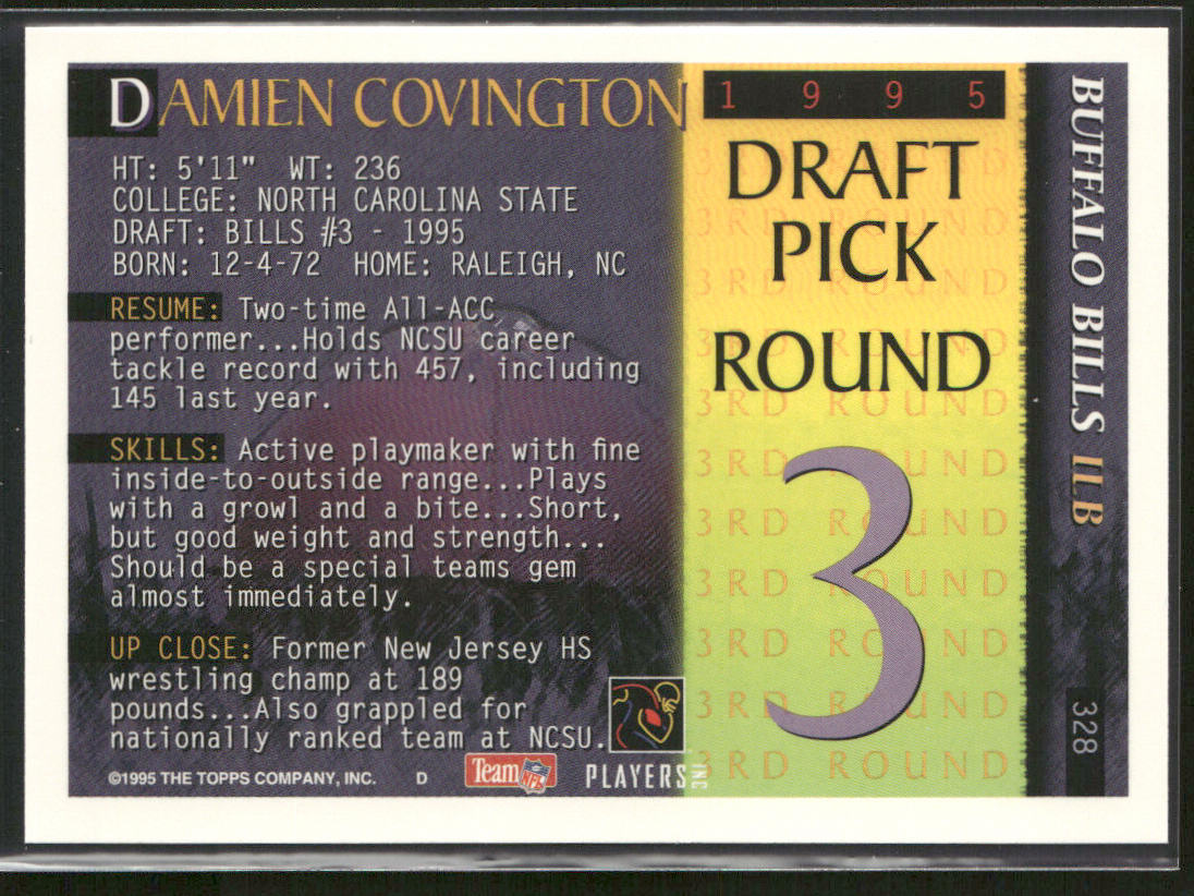 Damien Covington 1995 Bowman #328 RC Buffalo Bills
