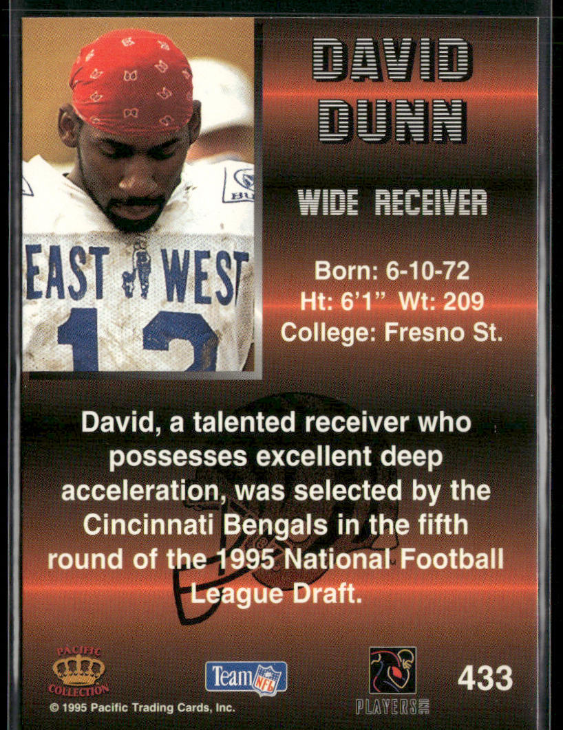 David Dunn 1995 Pacific #433 RC Cincinnati Bengals