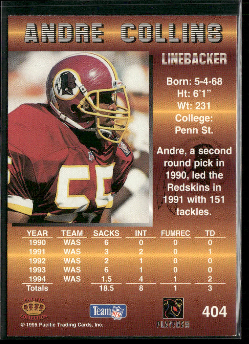 Andre Collins 1995 Pacific #404 Washington Redskins