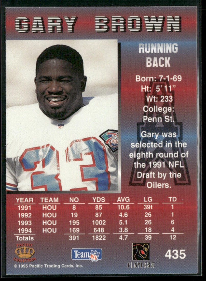 Gary Brown 1995 Pacific #435 Houston Oilers