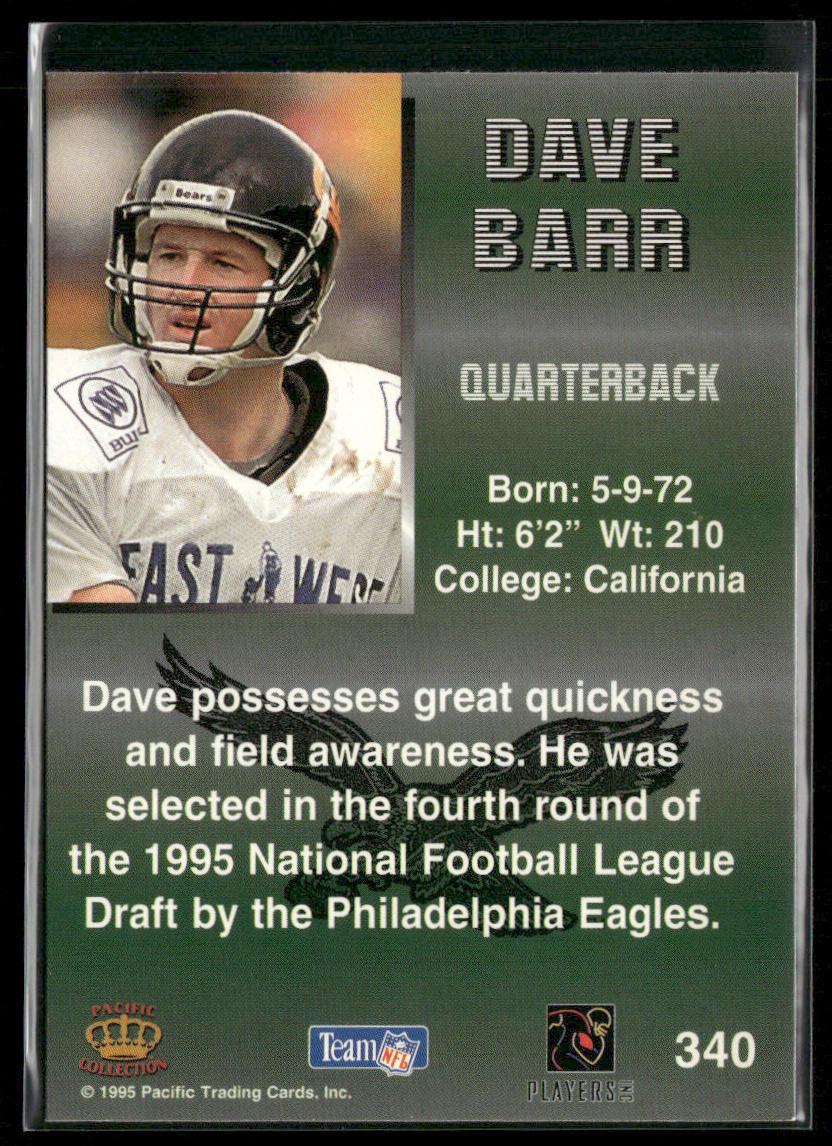 Dave Barr 1995 Pacific #340 RC Philadelphia Eagles