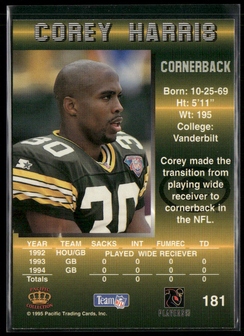 Corey Harris 1995 Pacific #181 Green Bay Packers