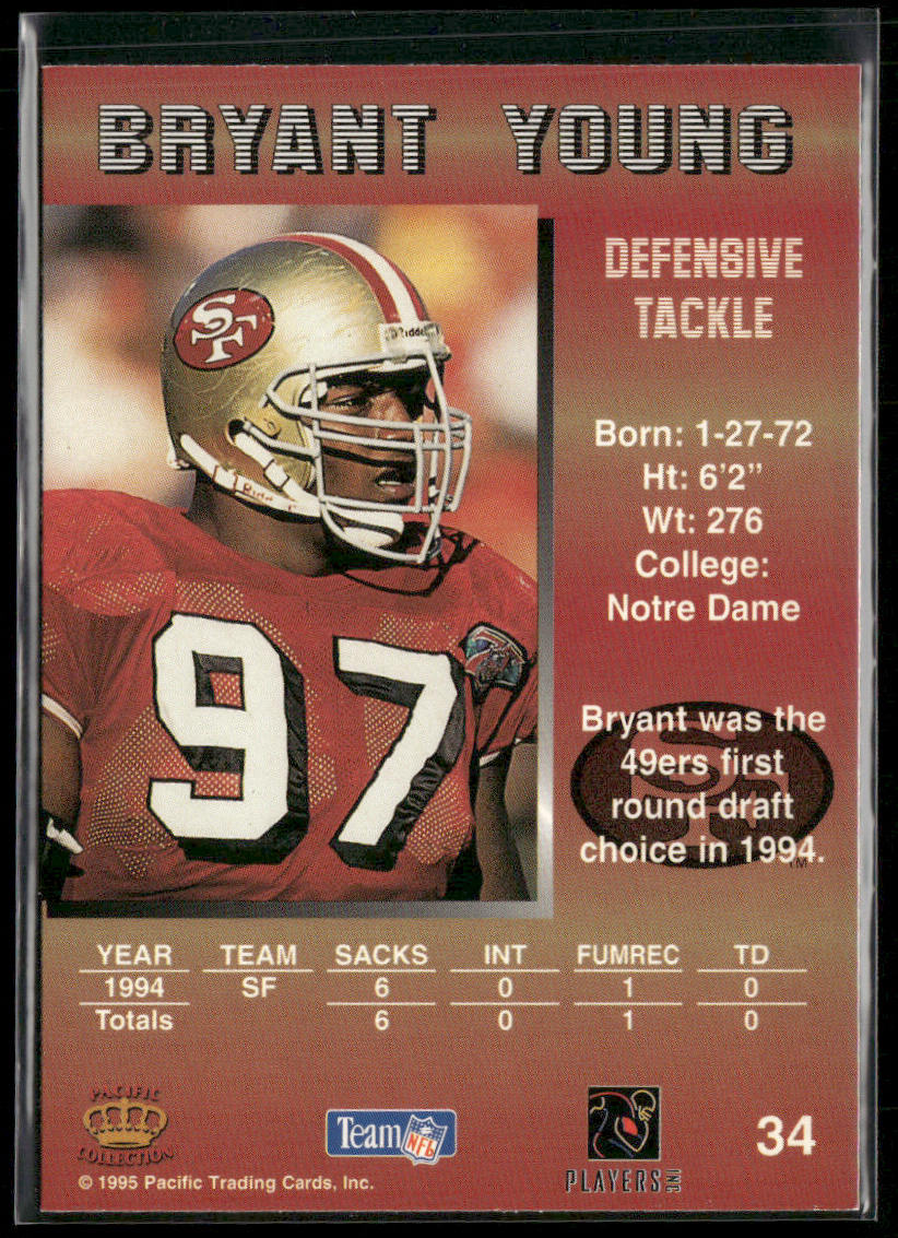 Bryant Young 1995 Pacific #34 San Francisco 49ers
