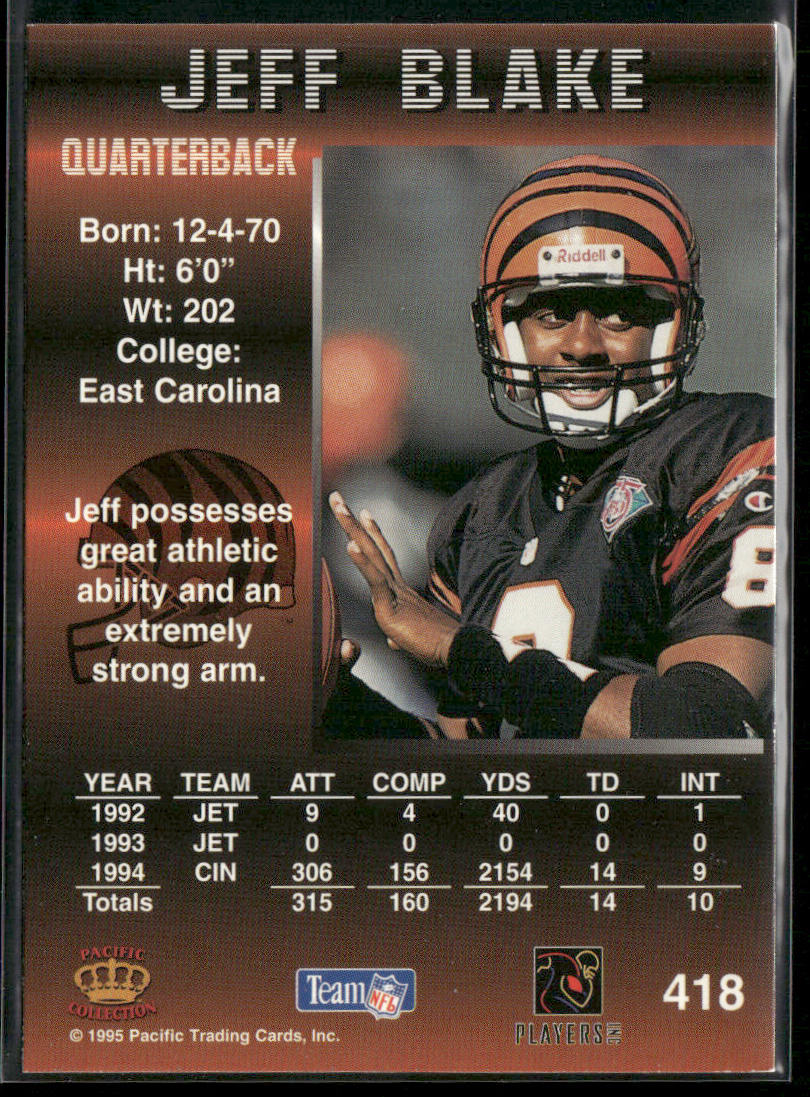 Jeff Blake 1995 Pacific #418 RC Cincinnati Bengals
