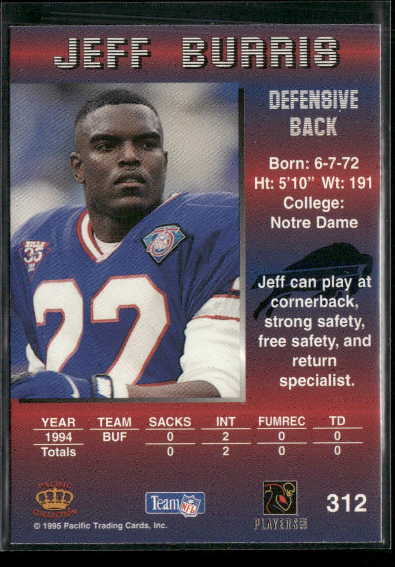 Jeff Burris 1995 Pacific #312 Buffalo Bills