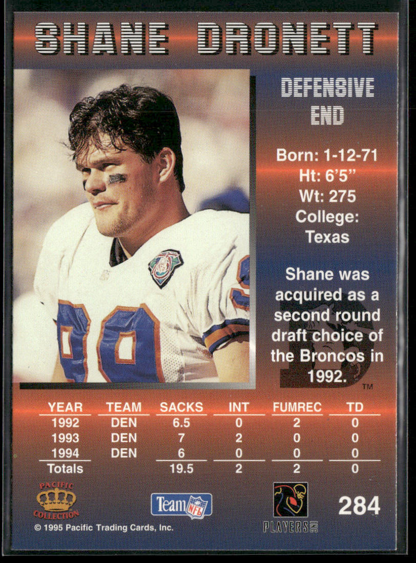 Shane Dronett 1995 Pacific #284 Denver Broncos