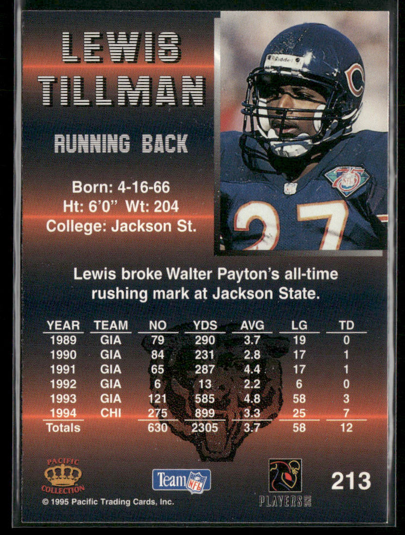 Lewis Tillman 1995 Pacific #213 Chicago Bears
