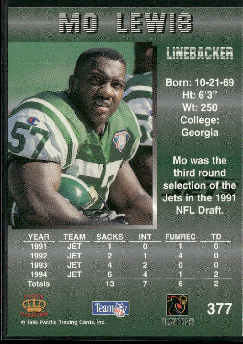 Mo Lewis 1995 Pacific #377 New York Jets