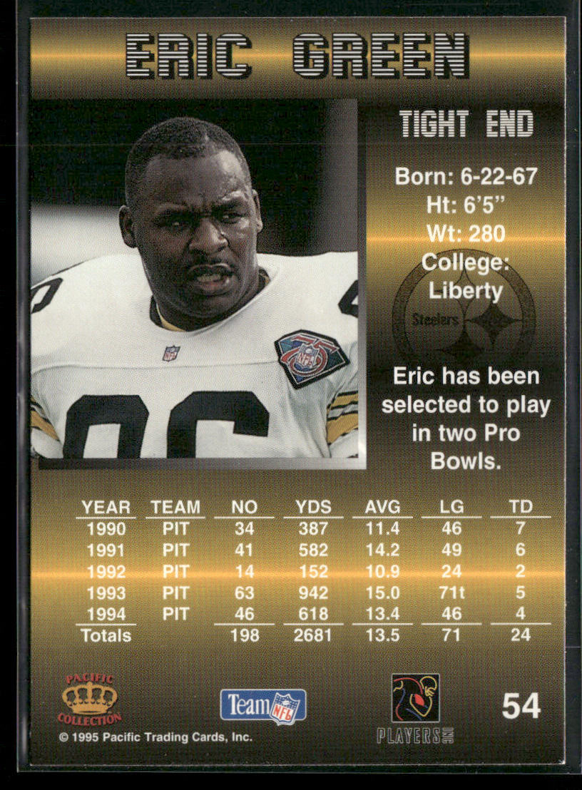 Eric Green 1995 Pacific #54 Pittsburgh Steelers back