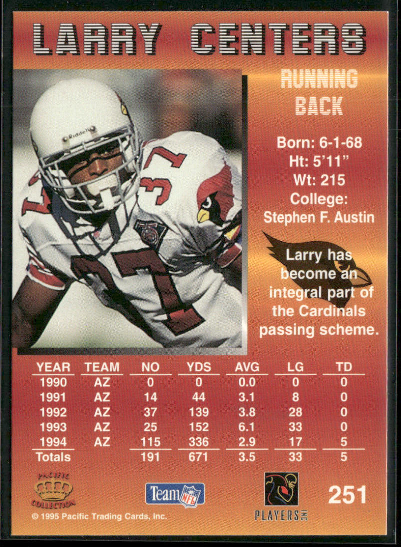 Larry Centers 1995 Pacific #251 Arizona Cardinals back
