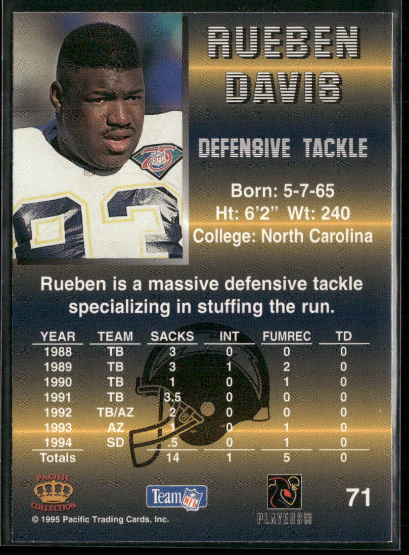 Reuben Davis 1995 Pacific #71 San Diego Chargers