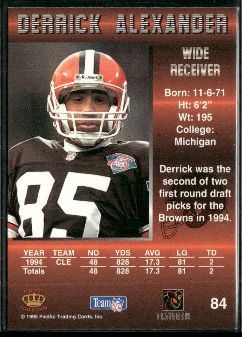 Derrick Alexander 1995 Pacific #84 Cleveland Browns back
