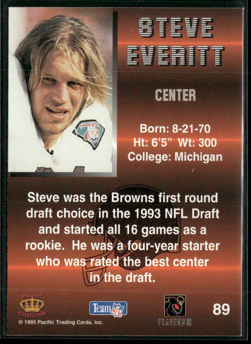 Steve Everitt 1995 Pacific Blue #89 Cleveland Browns