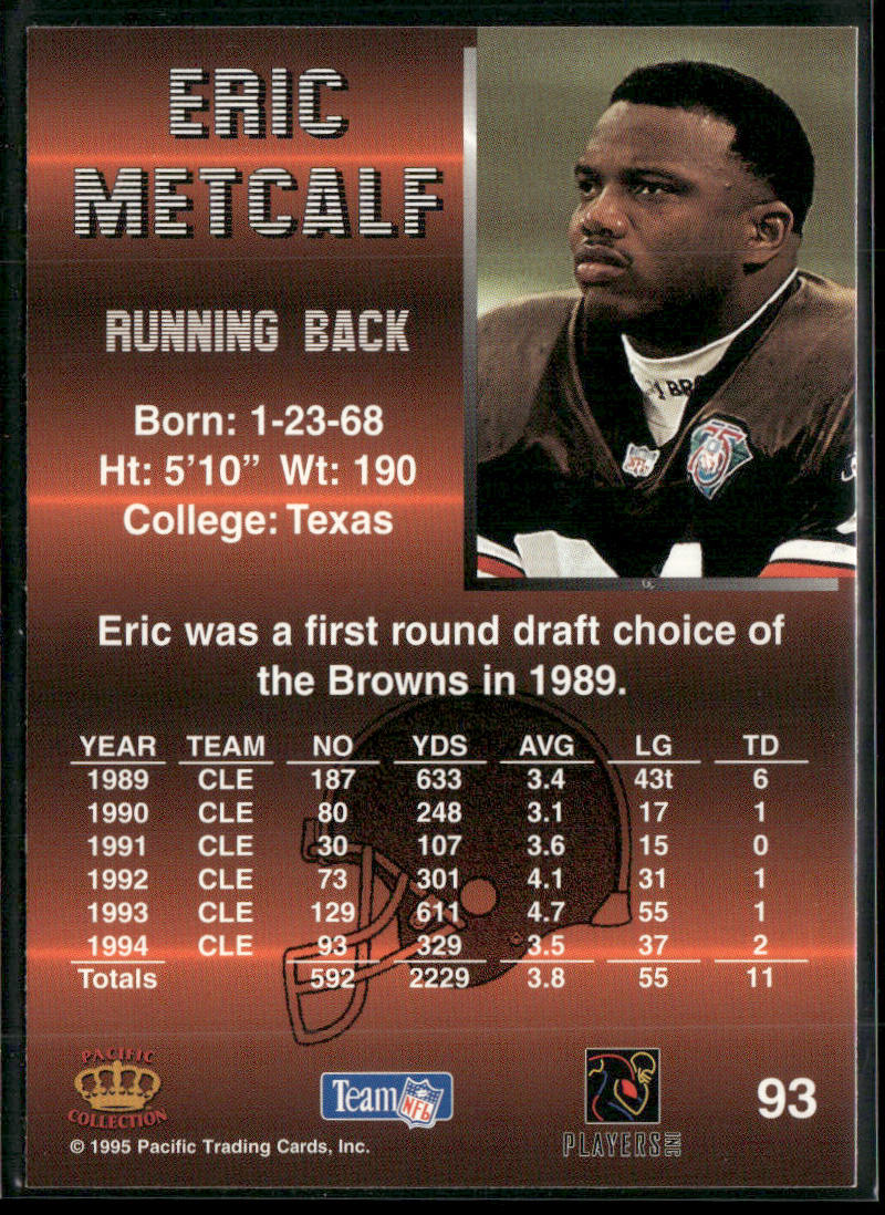 Eric Metcalf 1995 Pacific #93 Cleveland Browns back