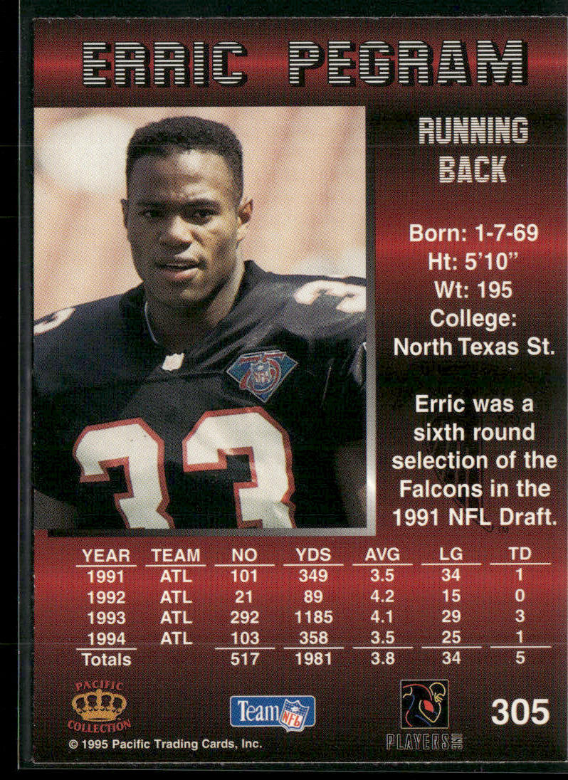 Erric Pegram 1995 Pacific #305 Atlanta Falcons
