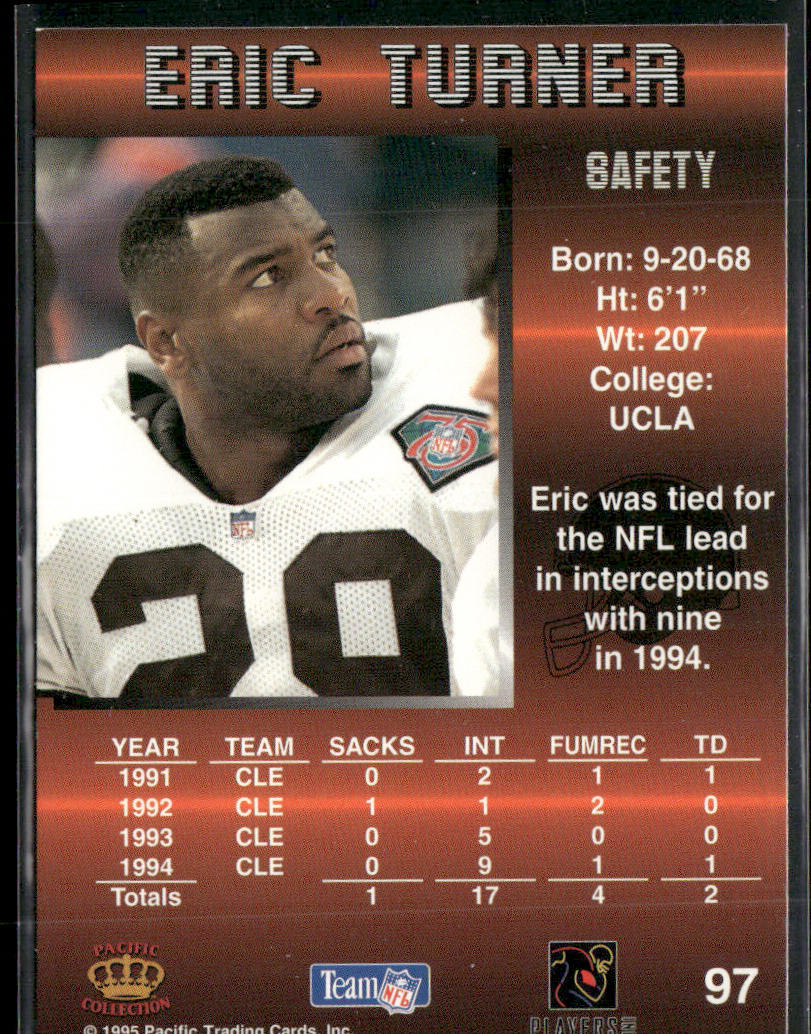 Eric Turner 1995 Pacific #97 Cleveland Browns back