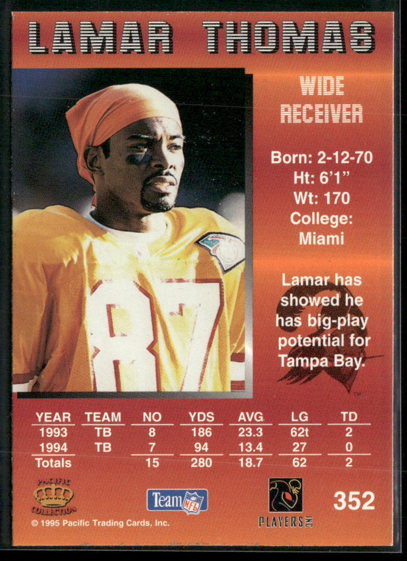 Lamar Thomas 1995 Pacific #352 Tampa Bay Buccaneers