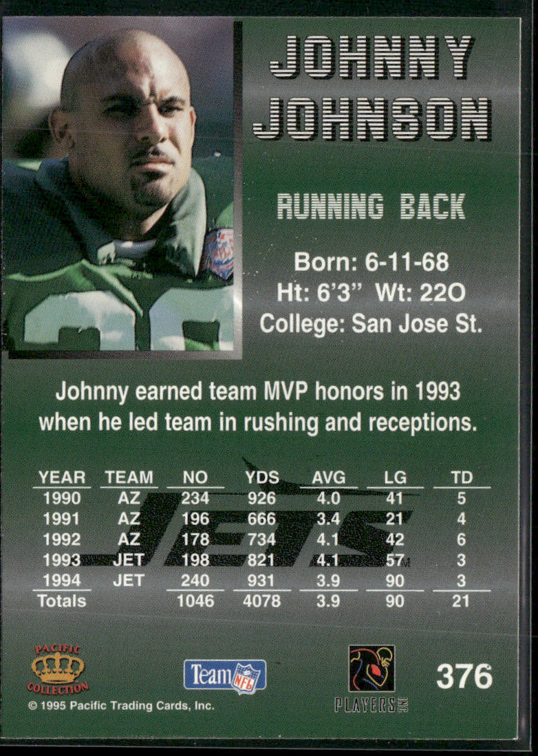 Johnny Johnson 1995 Pacific #376 New York Jets