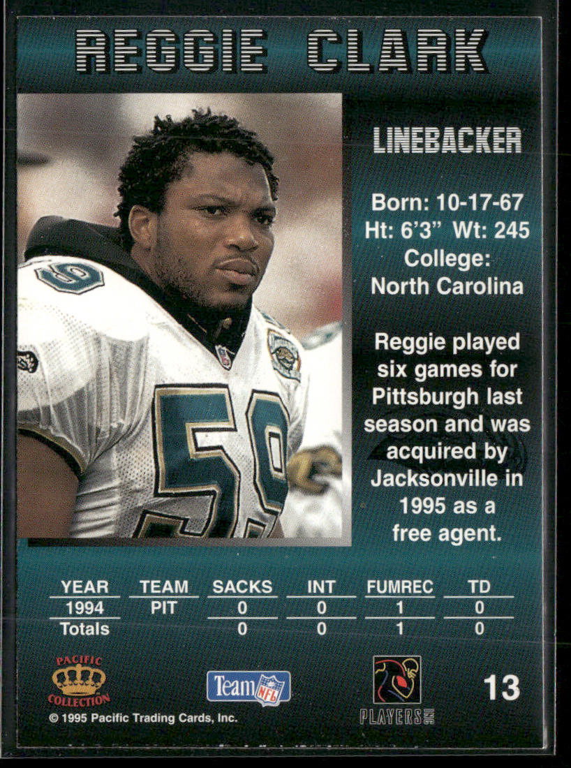 Reggie Clark 1995 Pacific #13 RC Jacksonville Jaguars