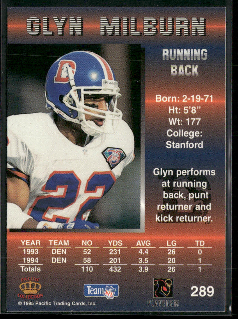 Glyn Milburn 1995 Pacific #289 Denver Broncos