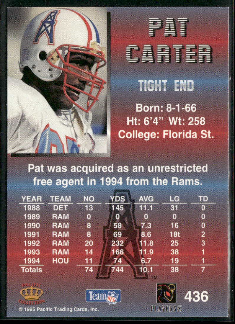 Pat Carter 1995 Pacific #436 Houston Oilers