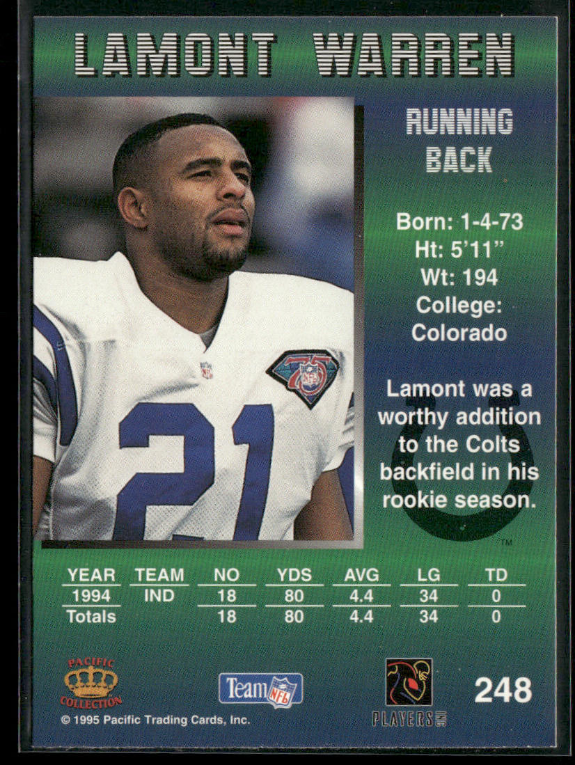 Lamont Warren 1995 Pacific #248 Indianapolis Colts