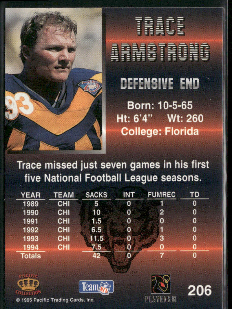 Trace Armstrong 1995 Pacific #206 Chicago Bears