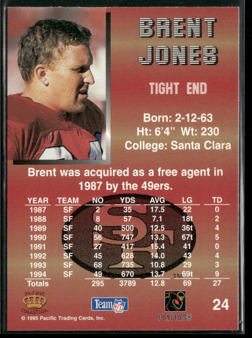 Brent Jones 1995 Pacific #24 San Francisco 49ers back