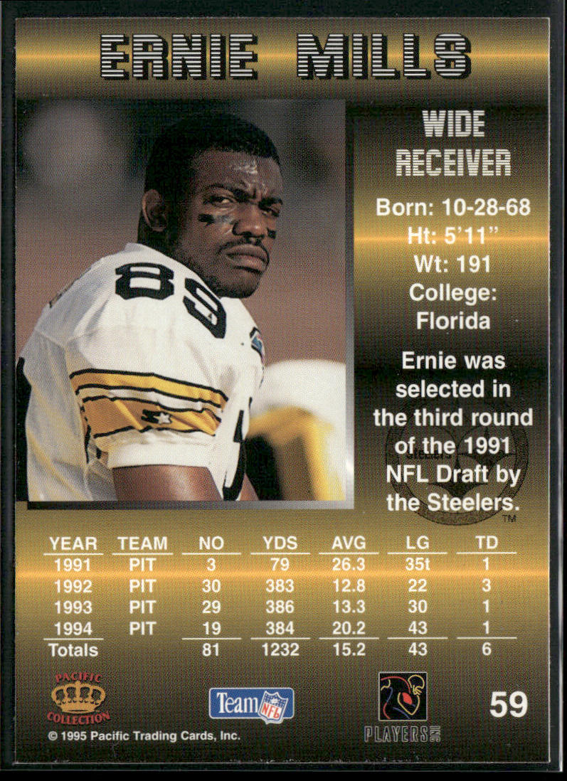 Ernie Mills 1995 Pacific #59 Pittsburgh Steelers