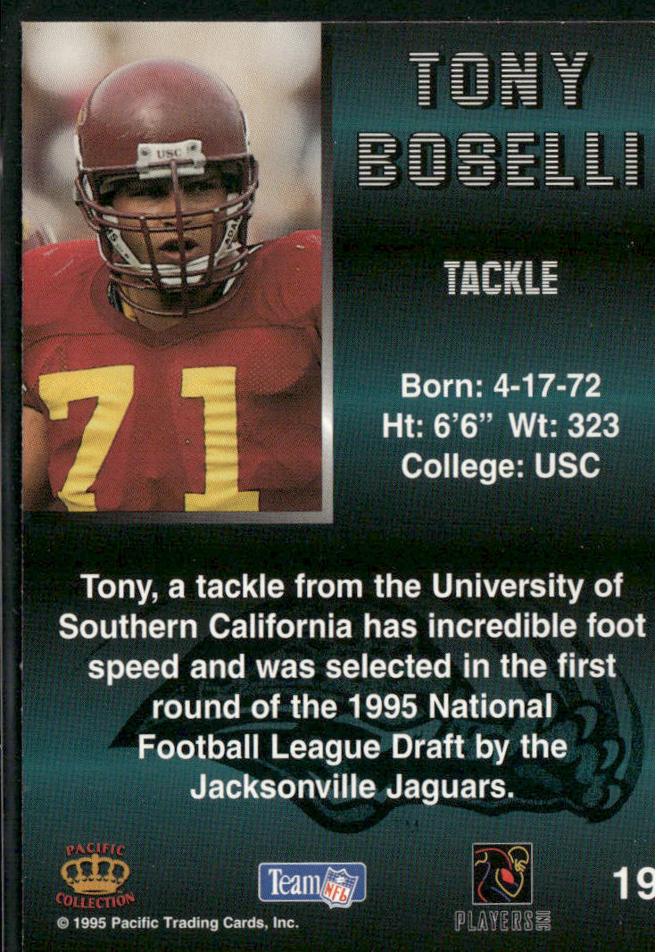 Tony Boselli 1995 Pacific #19 RC Jacksonville Jaguars back