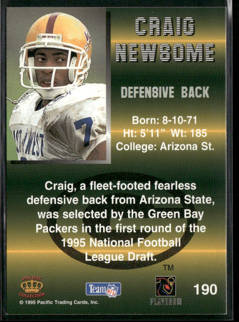 Craig Newsome 1995 Pacific #190 RC Green Bay Packers