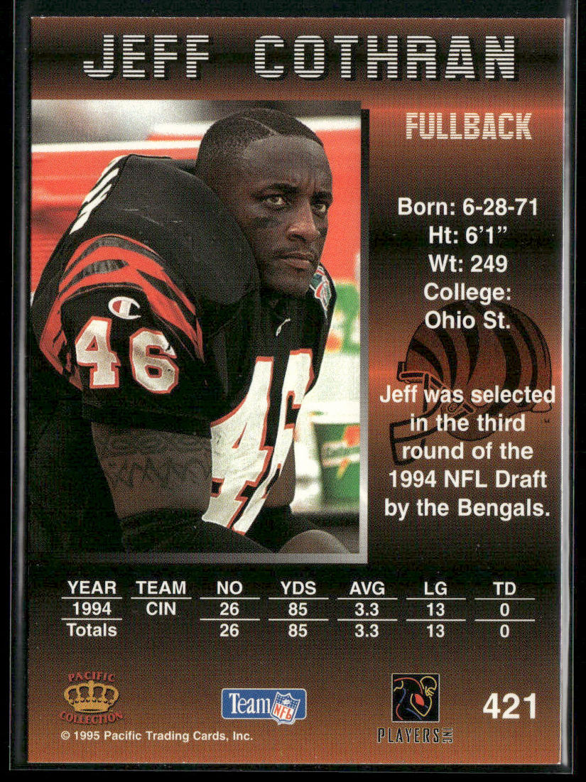 Jeff Cothran 1995 Pacific Platinum #421 Cincinnati Bengals