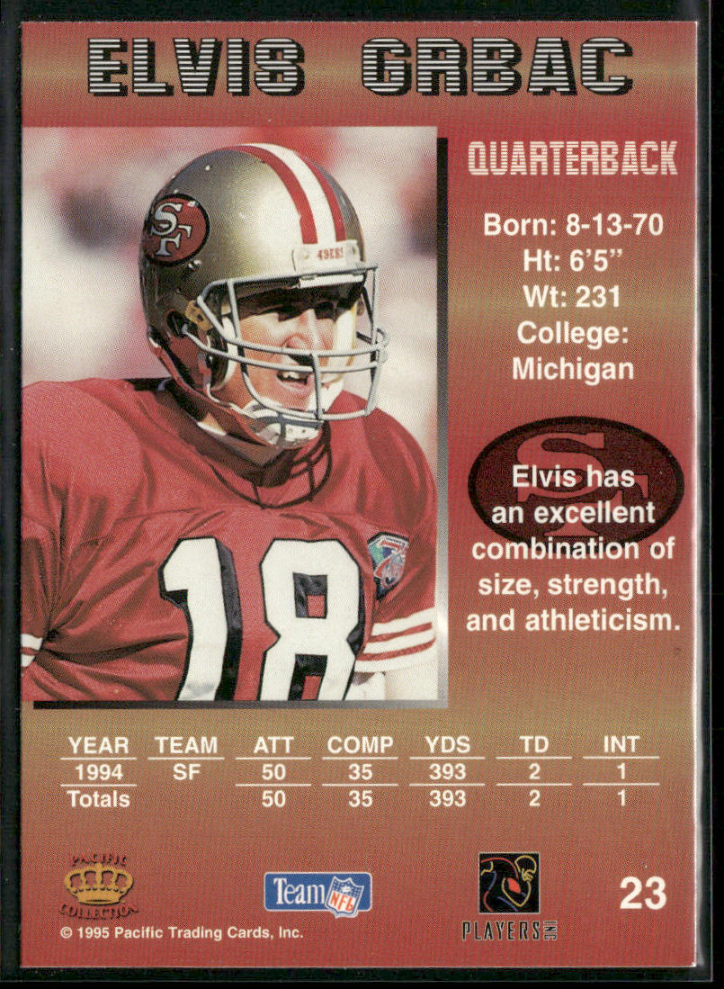Elvis Grbac 1995 Pacific #23 San Francisco 49ers