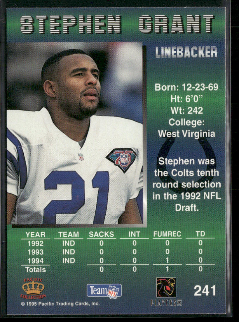 Stephen Grant 1995 Pacific #241 Indianapolis Colts