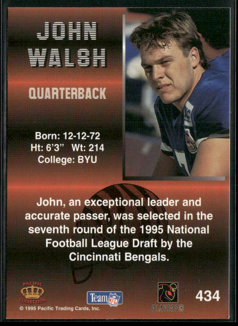 John Walsh 1995 Pacific #434 RC Cincinnati Bengals back