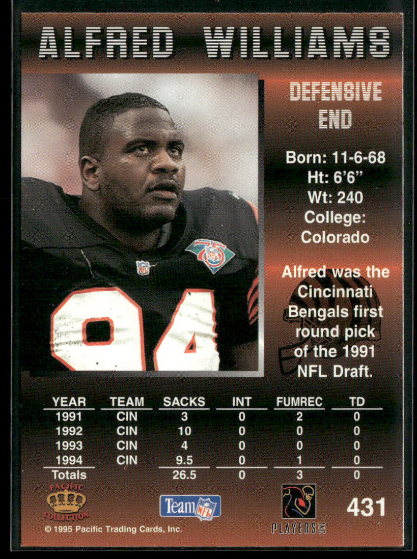 Alfred Williams 1995 Pacific #431 Cincinnati Bengals
