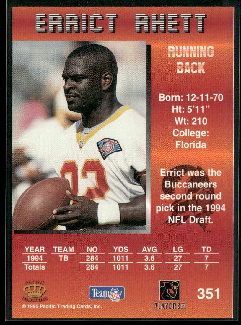 Errict Rhett 1995 Pacific #351 Tampa Bay Buccaneers
