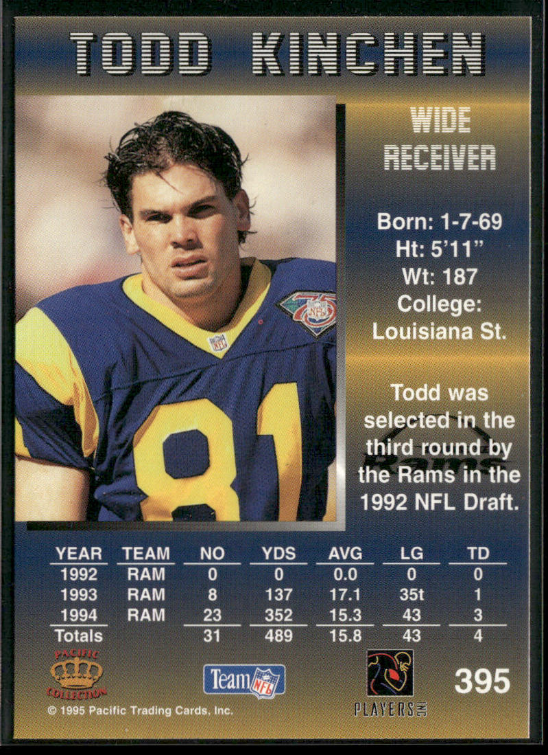 Todd Kinchen 1995 Pacific #395 St. Louis Rams
