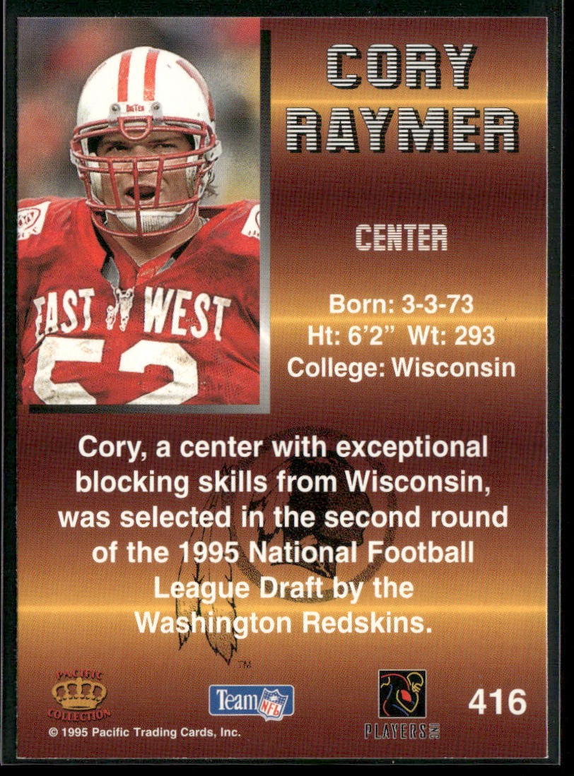 Cory Raymer 1995 Pacific #416 RC Washington Redskins back