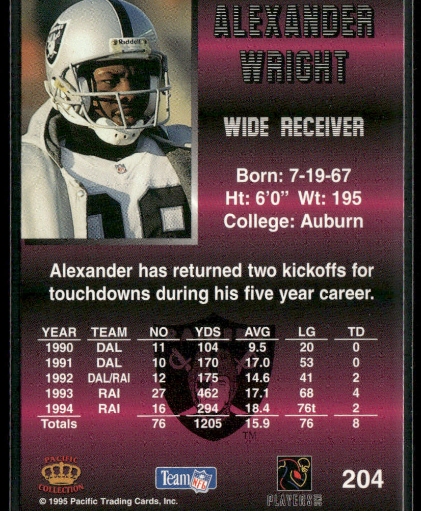 Alexander Wright 1995 Pacific #204 Oakland Raiders