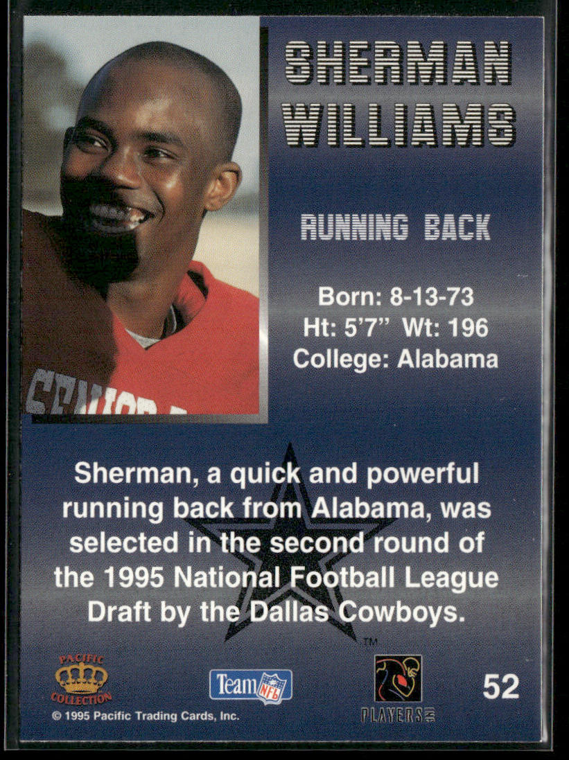 Sherman Williams 1995 Pacific #52 RC Dallas Cowboys