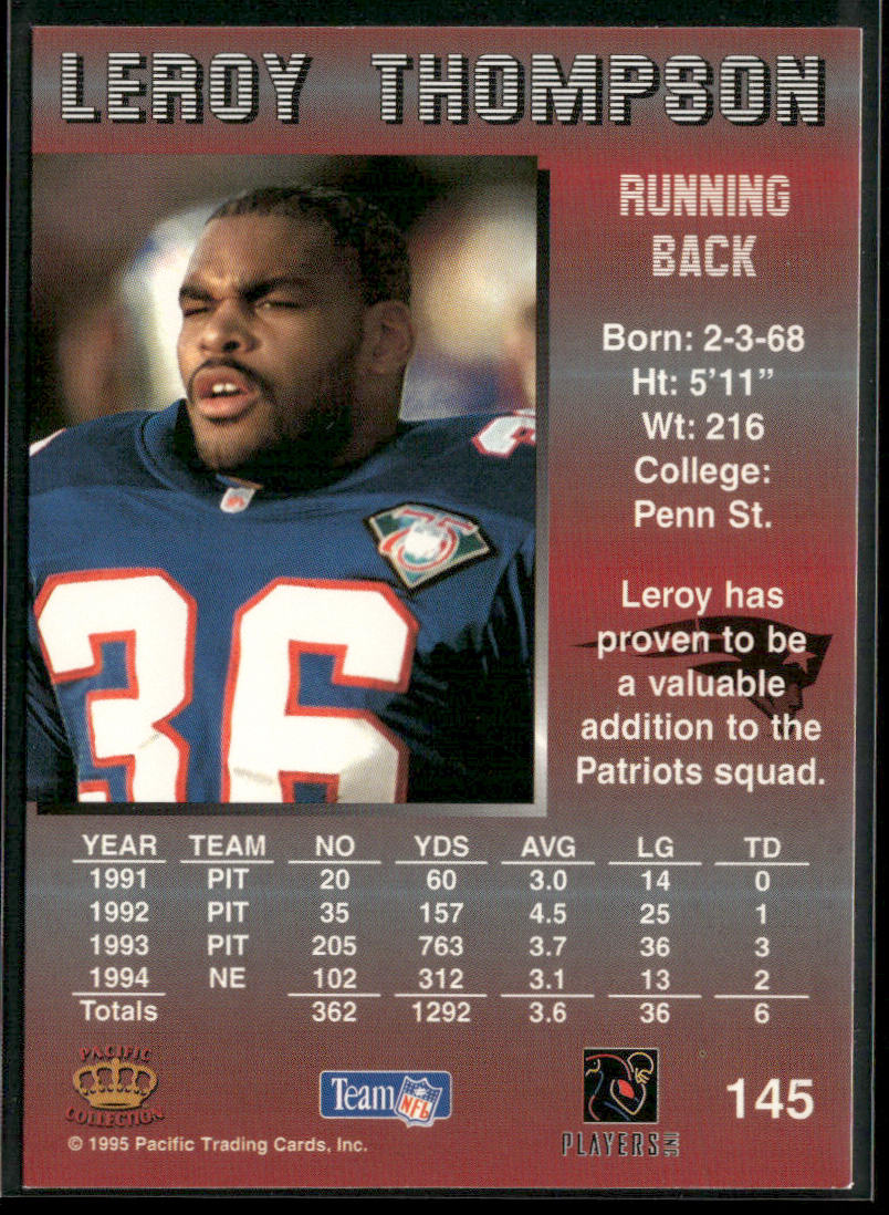 Leroy Thompson 1995 Pacific #145 New England Patriots back